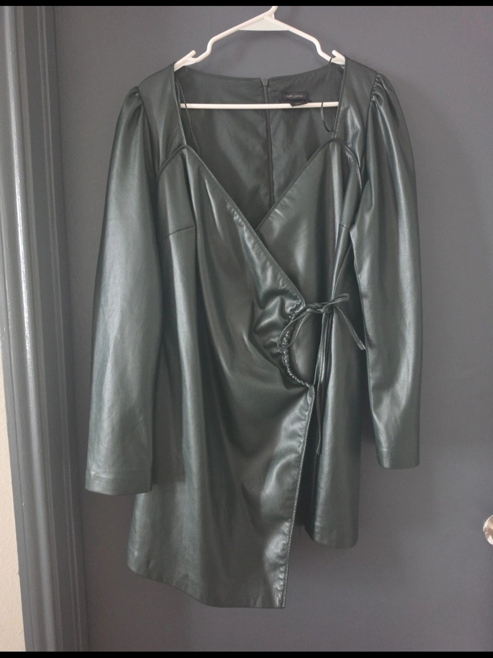 House of Harlow 1960 Faux Leather Wrap Jacket - Forest Green